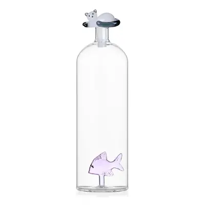 Ichendorf Milano designové karafy Tabby Cat Bottle Pink Fish & White Cat with Smoke Tail