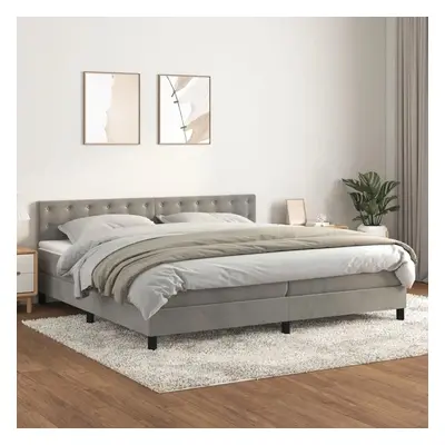 Box spring postel s matrací světle šedá 200x200 cm samet