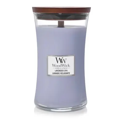 WoodWick vonná svíčka s dřevěným knotem velká Lavender Spa 609 g