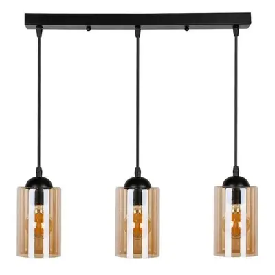 Černé závěsné svítidlo se skleněným stínidlem 10x55 cm Bistro – Candellux Lighting