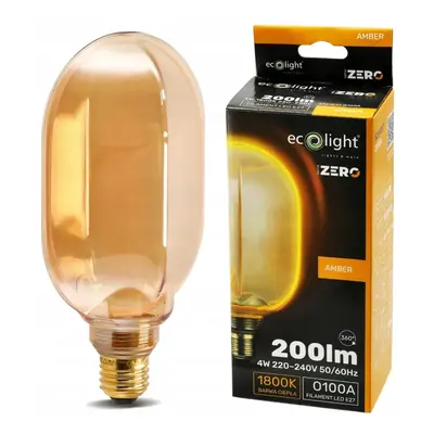 ECO LIGHT Dekorativní LED žárovka E27 4W 200lm O100 Amber Retro - řada ZERO