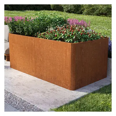 PRIMEYARD Vyvýšený záhon 200 x 107 x 80 cm, ocel Corten, rezavý vzhled - (GFPV00822)