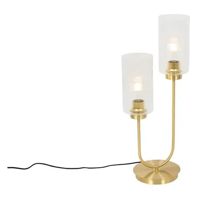 Stolní lampa Art Deco zlatá se sklem 2-světlo - Laura