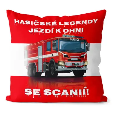 Polštář Hasičské legendy – Scania (Velikost: 40 x 40 cm)