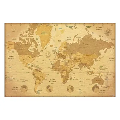 Plakát, Obraz - World Map - ES Vintage