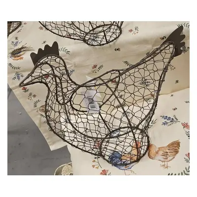 Hnědý drátěný dekorační košík slepička Chicken - 30*12*25 cm