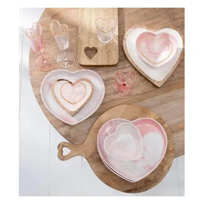 Krémovo-růžová porcelánová miska ve tvaru srdce Heart - 9*8*4 cm