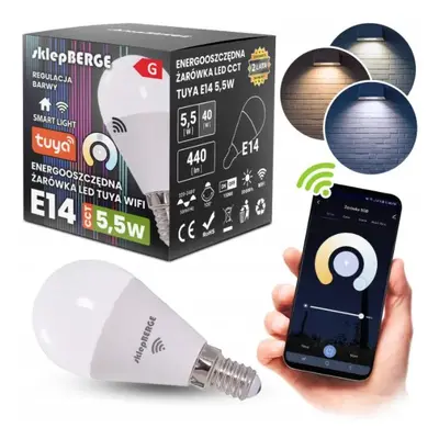 BERGE SMART E14 LED žárovka 5,5W WW-NW-CW Wi-Fi TUYA CCT