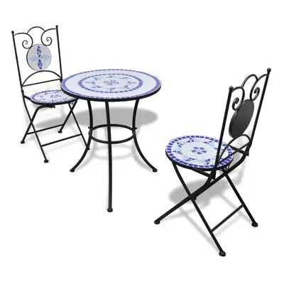 vidaXL 3dílný bistro set mozaikový keramický modro-bílý