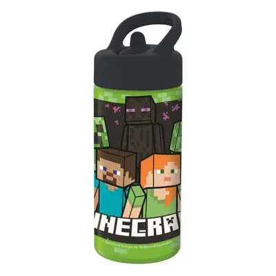 Sportovní láhev na pití Minecraft s brčkem a nekapajícím (anti-drip) uzávěrem - objem 410 ml