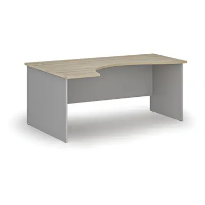 Ergonomický kancelářský pracovní stůl PRIMO GRAY, 1800 x 1200 mm, levý, šedá/dub přírodní