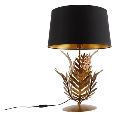 Stolní lampa zlatá s odstínem černé bavlny 40 cm - Botanica