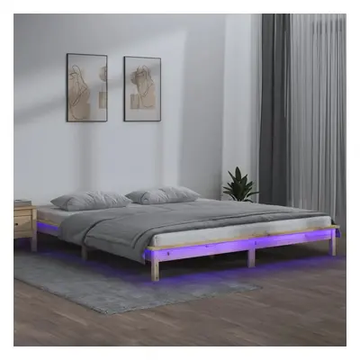 Rám postele s LED světlem 150 x 200 cm King Size masivní dřevo