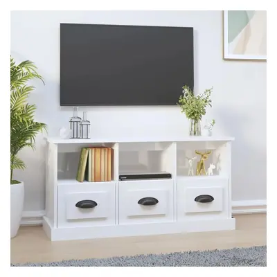 TV skříňka bílá s vysokým leskem 100x35x50 cm kompozitní dřevo