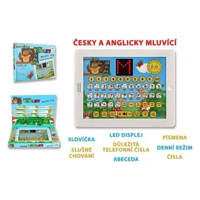 Teddies Naučný tablet moudré sovy dvojjazyčný CZ+AJ na baterie se zvukem