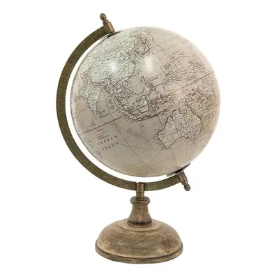 Šedý dekorativní glóbus na dřevěném podstavci Globe - 22*22*37 cm