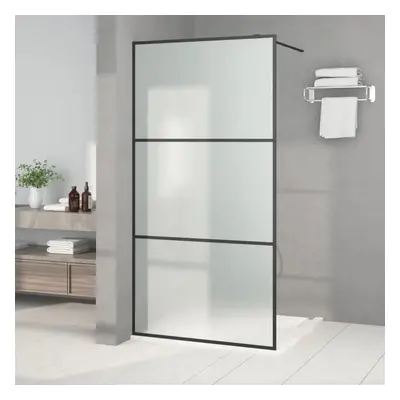 Sprchová zástěna walk-in černá 100 x 195 cm mléčné ESG sklo