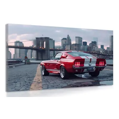 Obraz Mustang s panoramatem New Yorku