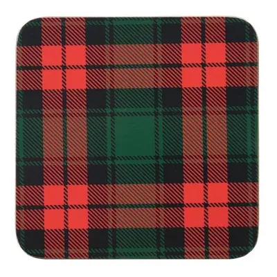 6 ks pevné korkové podtácky Tartan - 10*10*0,4cm