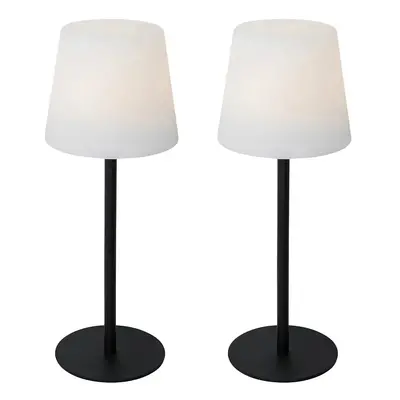 Sada 2 černých dobíjecích stolních lamp 40 cm IP54 - Jude