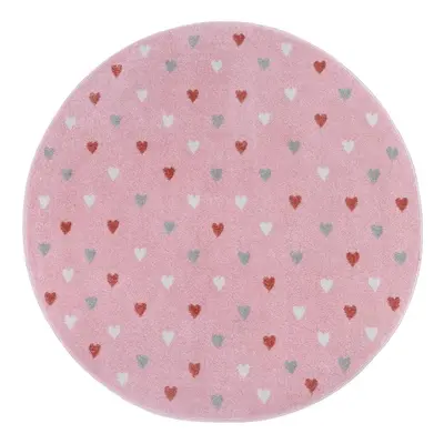 Růžový dětský koberec ø 100 cm Little Hearts – Hanse Home