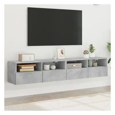 Nástěnné TV skříňky 2 ks betonově šedé 80 x 30 x 30 cm kompozit