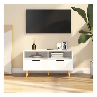 TV skříňka bílá vysoký lesk 90 x 40 x 48,5 cm kompozitní dřevo