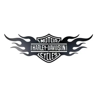 Živá Zeď Dřevěná nástěnná dekorace Harley Davidson oheň černý