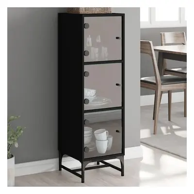 Highboard se skleněnými dvířky černý 35 x 37 x 120 cm