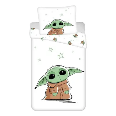 Jerry Fabrics Bavlněné povlečení Star Wars Baby Yoda, 140 x 200 cm, 70 x 90 cm