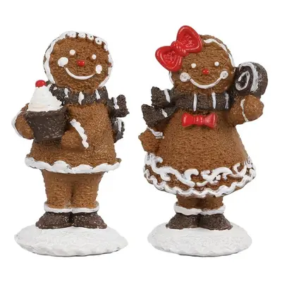 Hnědá vánoční dekorace 2ks Perníček Gingerbread - 2*2*5 / 2*2*5 cm