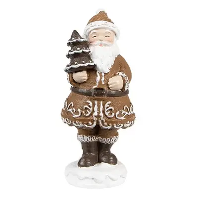 Vánoční dekorace figurka perníkový Santa se stromkem - 3*3*8 cm