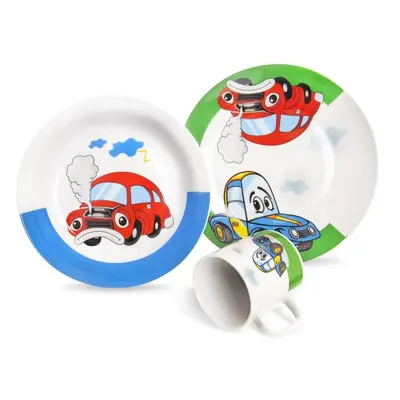 3dílný dětský porcelánový jídelní set Orion Cars