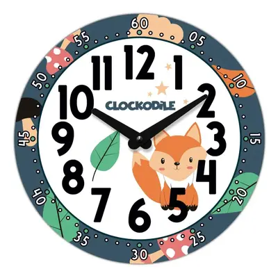 CLOCKODILE Dětské nástěnné hodiny modré s liškou ⌀25cm CCT0031