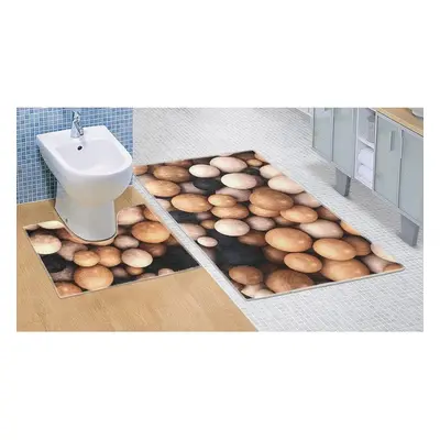 Bellatex Koupelnová předložka Dřevěné koule 3D, 60 x 100 + 60 x 50 cm