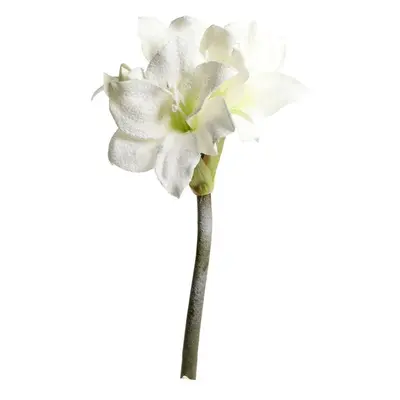 Krémová třpytivá zasněžená umělá květina Amaryllis - 64 cm