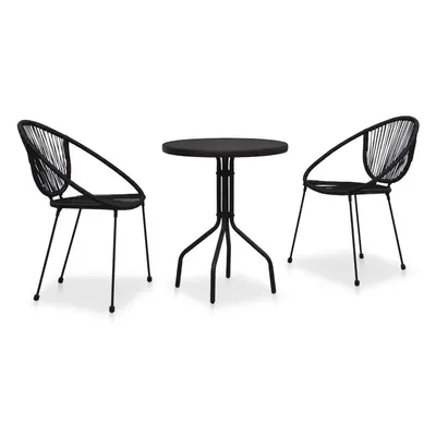 3dílný bistro set PVC ratan černý