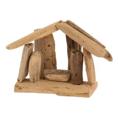 Přírodní dřevěný Betlém s postavičkami Nativity wood - 15*13*12 cm