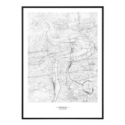 Prague map II - 50x70 cm Obraz