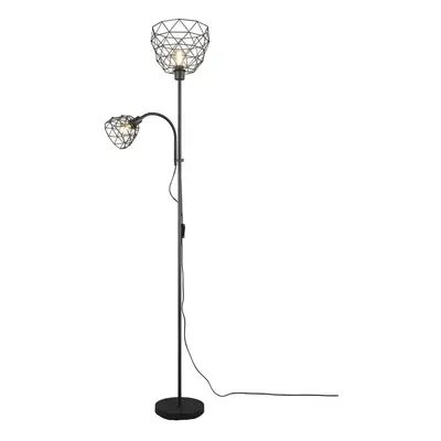 Černá stojací lampa s kovovým stínidlem (výška 180 cm) Haval – Trio