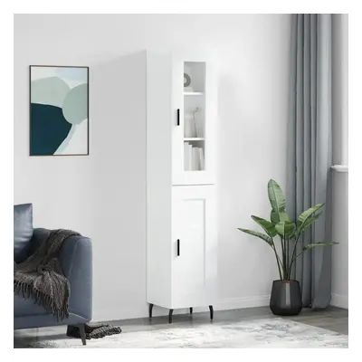 Skříň highboard bílá s vysokým leskem 34,5x34x180 cm kompozit