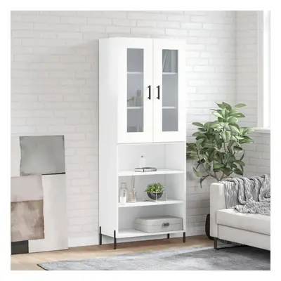 Skříň highboard lesklá bílá 69,5 x 34 x 180 cm kompozitní dřevo