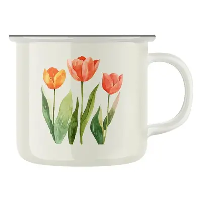 Keramický retro hrnek "Tulipány", Keramický retro 400 ml