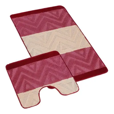 Kvalitex Koupelnová a WC předložka chevron burgundy SADA 60 x 100 cm + 60 x 50 cm