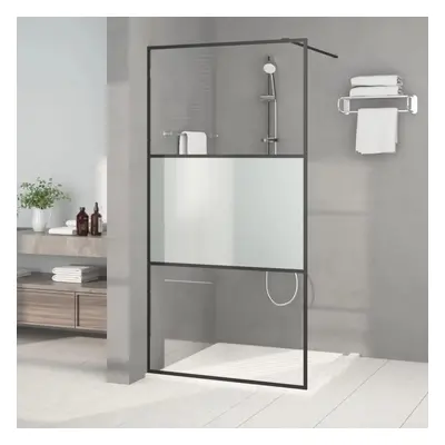 Sprchová zástěna walk-in černá 100x195 cm napůl mléčné ESG sklo