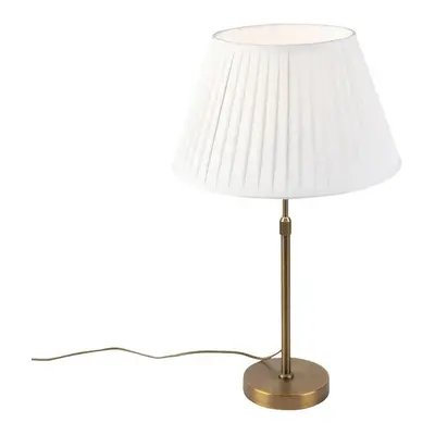 Bronzová stolní lampa s skládaným odstínem bílá 35cm - Parte