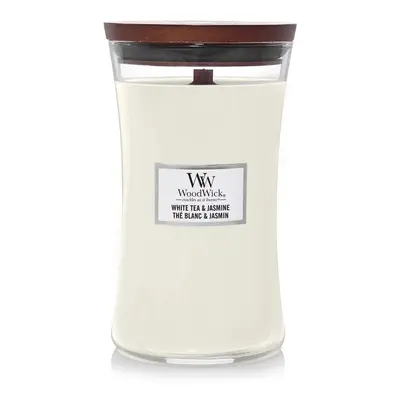 WoodWick vonná svíčka s dřevěným knotem velká White Tea & Jasmine 609 g