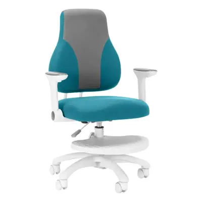 Dětská rostoucí židle Neoseat KINDER WHITE — látka, šedá / tyrkysová