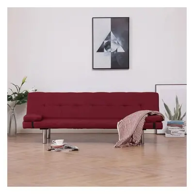 vidaXL 282191 Marketos Sofa Bed with Two Pillows Wine Red Polyester