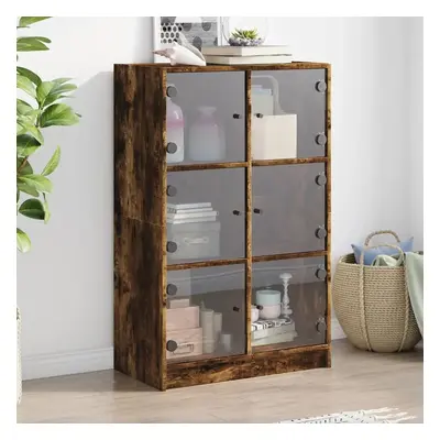 Highboard s dvířky kouřový dub 68x37x109 cm kompozitní dřevo